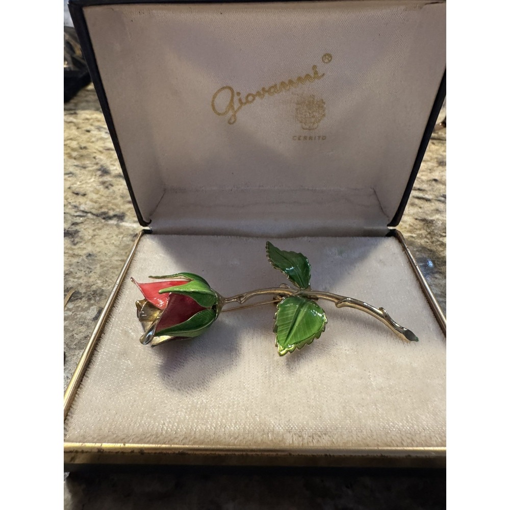 Vintage Giovanni by Longcraft Legend of Christmas Rose Brooch in Original Box